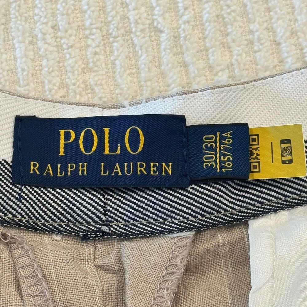 Polo Ralph Lauren Mens Pinstripe Pleated Shorts Tan Side Buckle30/30 1357124ACHH - Picture 7 of 7